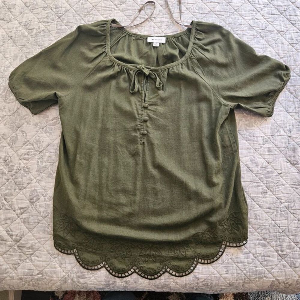 Olive green short-sleeve blouse XO Studio, size M
